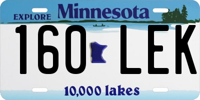 MN license plate 160LEK