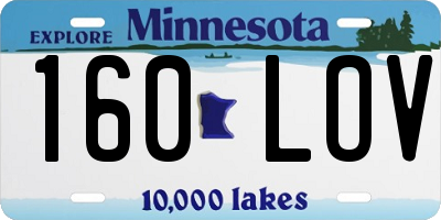 MN license plate 160LOV