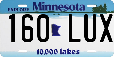 MN license plate 160LUX