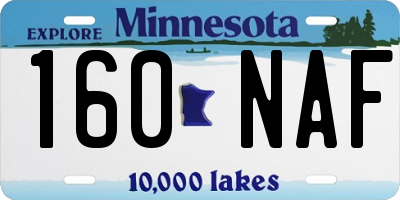 MN license plate 160NAF
