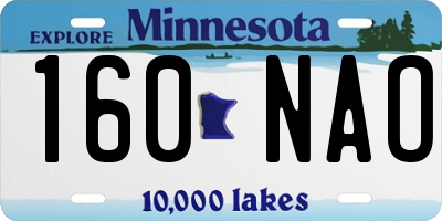 MN license plate 160NAO