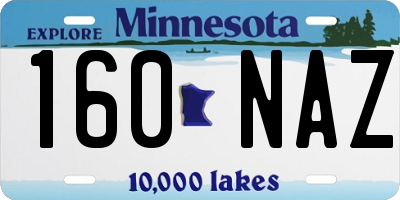 MN license plate 160NAZ