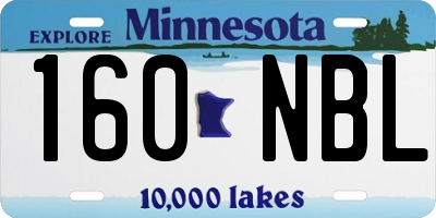 MN license plate 160NBL