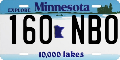 MN license plate 160NBO