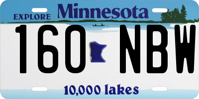 MN license plate 160NBW