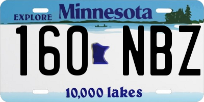 MN license plate 160NBZ