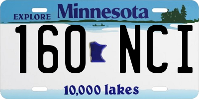 MN license plate 160NCI