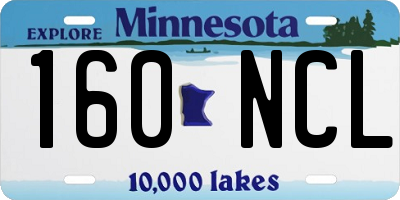 MN license plate 160NCL