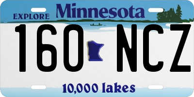 MN license plate 160NCZ