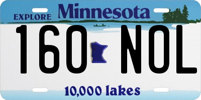 MN license plate 160NOL