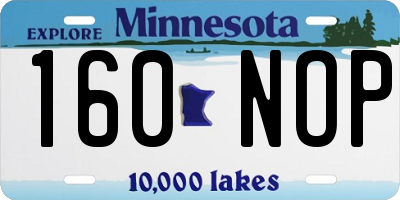 MN license plate 160NOP