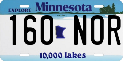 MN license plate 160NOR
