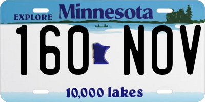 MN license plate 160NOV