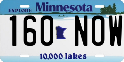 MN license plate 160NOW