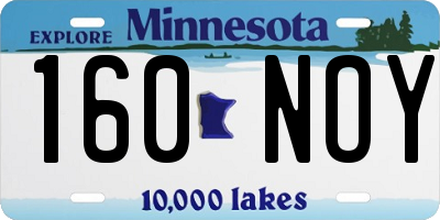 MN license plate 160NOY