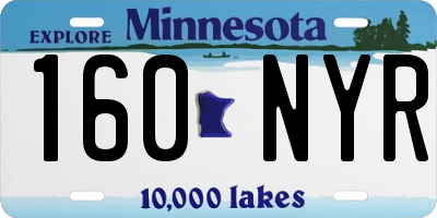 MN license plate 160NYR