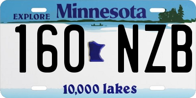 MN license plate 160NZB