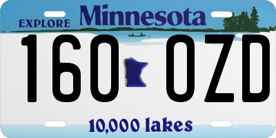 MN license plate 160OZD