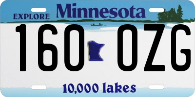 MN license plate 160OZG