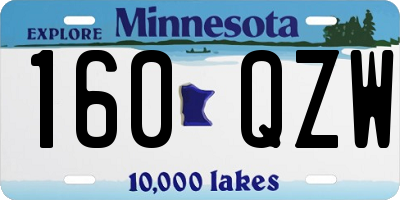 MN license plate 160QZW