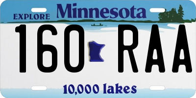 MN license plate 160RAA