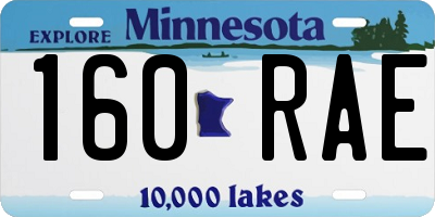 MN license plate 160RAE