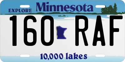 MN license plate 160RAF