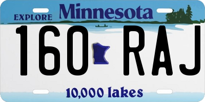 MN license plate 160RAJ