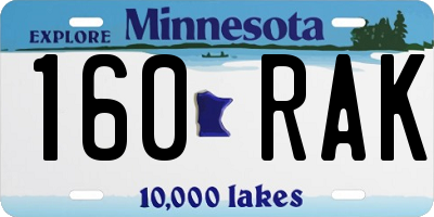 MN license plate 160RAK