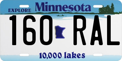 MN license plate 160RAL
