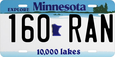 MN license plate 160RAN