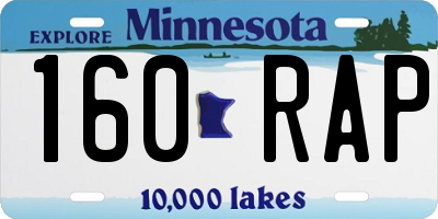 MN license plate 160RAP