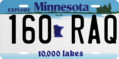 MN license plate 160RAQ