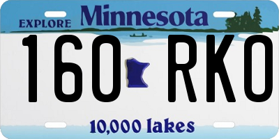 MN license plate 160RKO