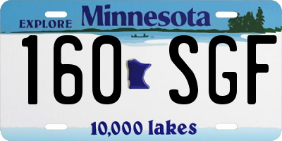 MN license plate 160SGF