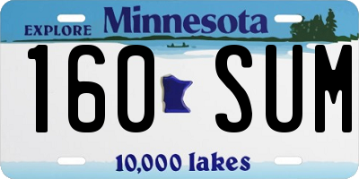 MN license plate 160SUM