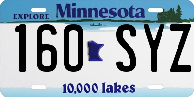 MN license plate 160SYZ