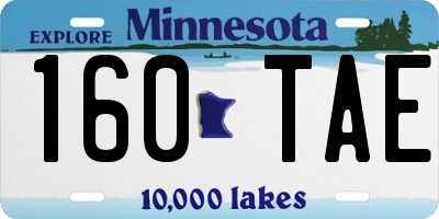 MN license plate 160TAE