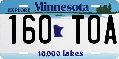 MN license plate 160TOA