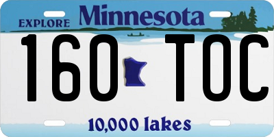 MN license plate 160TOC