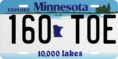 MN license plate 160TOE