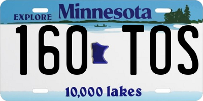 MN license plate 160TOS