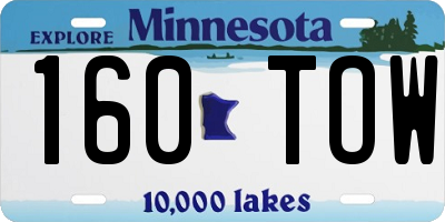 MN license plate 160TOW