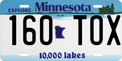 MN license plate 160TOX