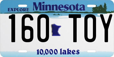 MN license plate 160TOY