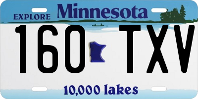 MN license plate 160TXV