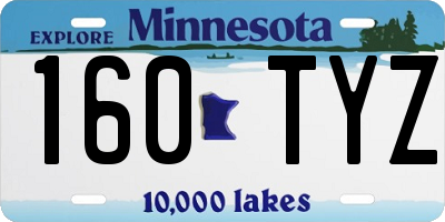 MN license plate 160TYZ