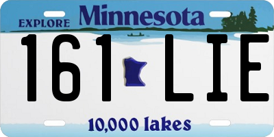 MN license plate 161LIE