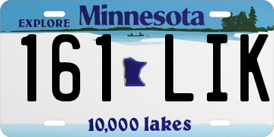 MN license plate 161LIK