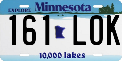MN license plate 161LOK